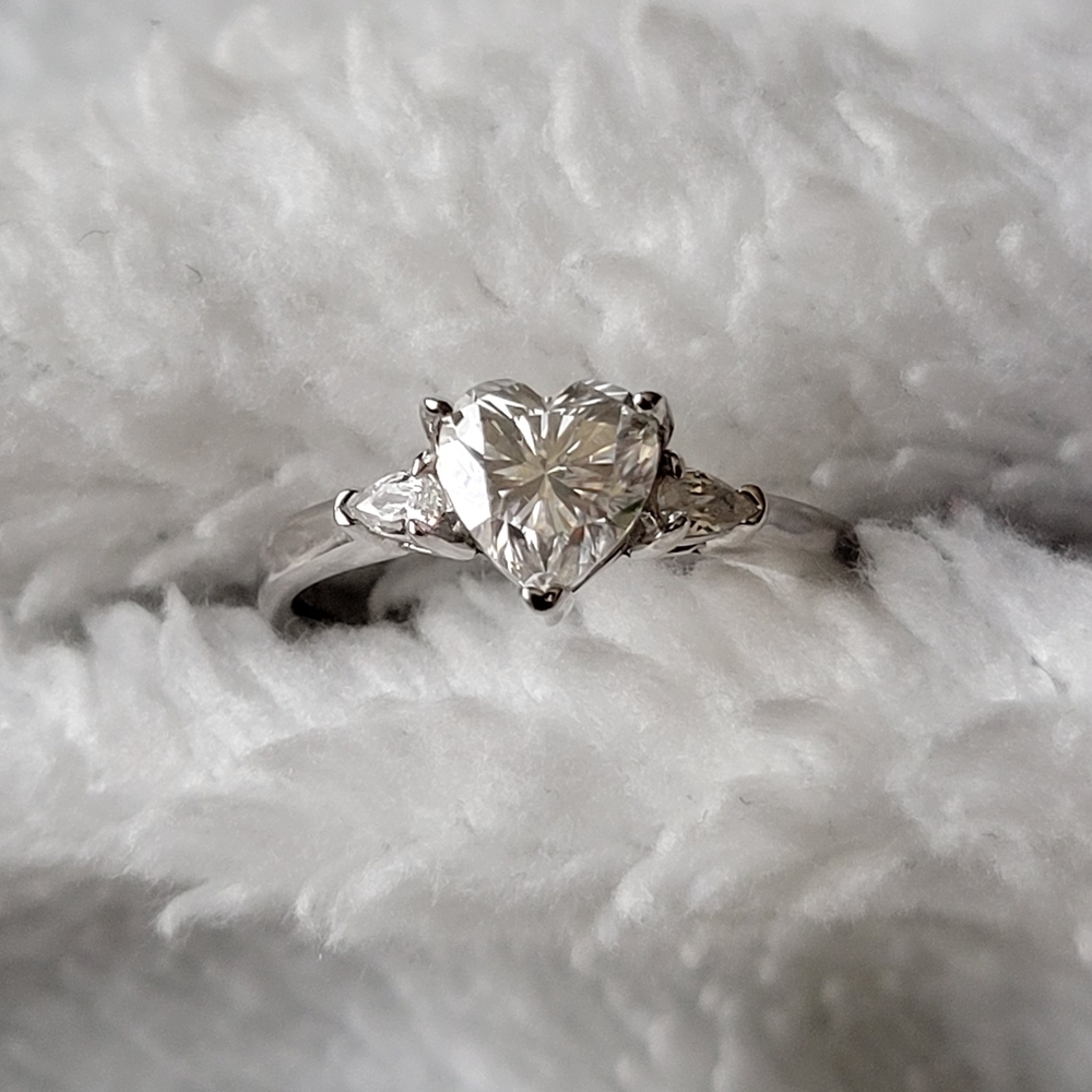 Elegant Heart-Shaped Ring, Moissanite